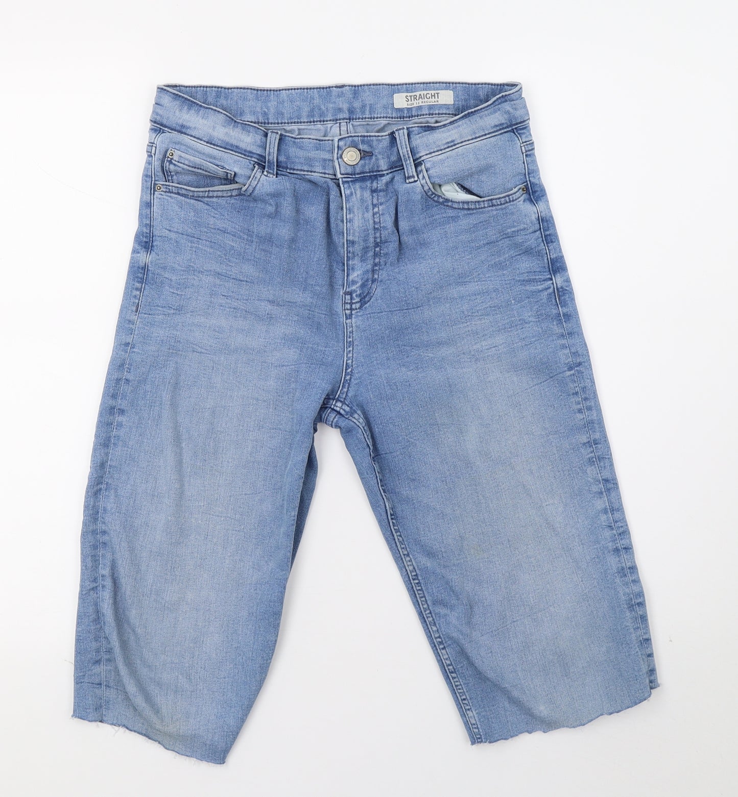 M&S Womens Blue  Denim Cargo Shorts Size 12