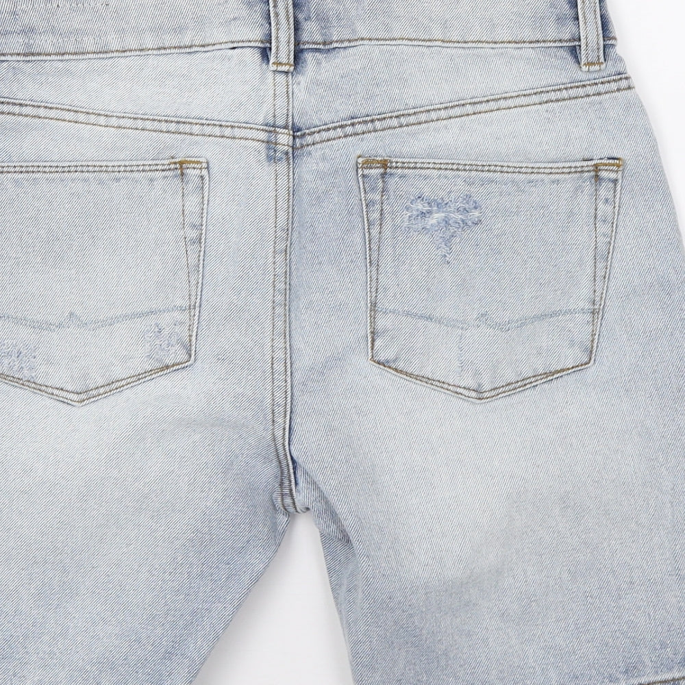 ASOS Womens Blue  Denim Boyfriend Shorts  - Distressed