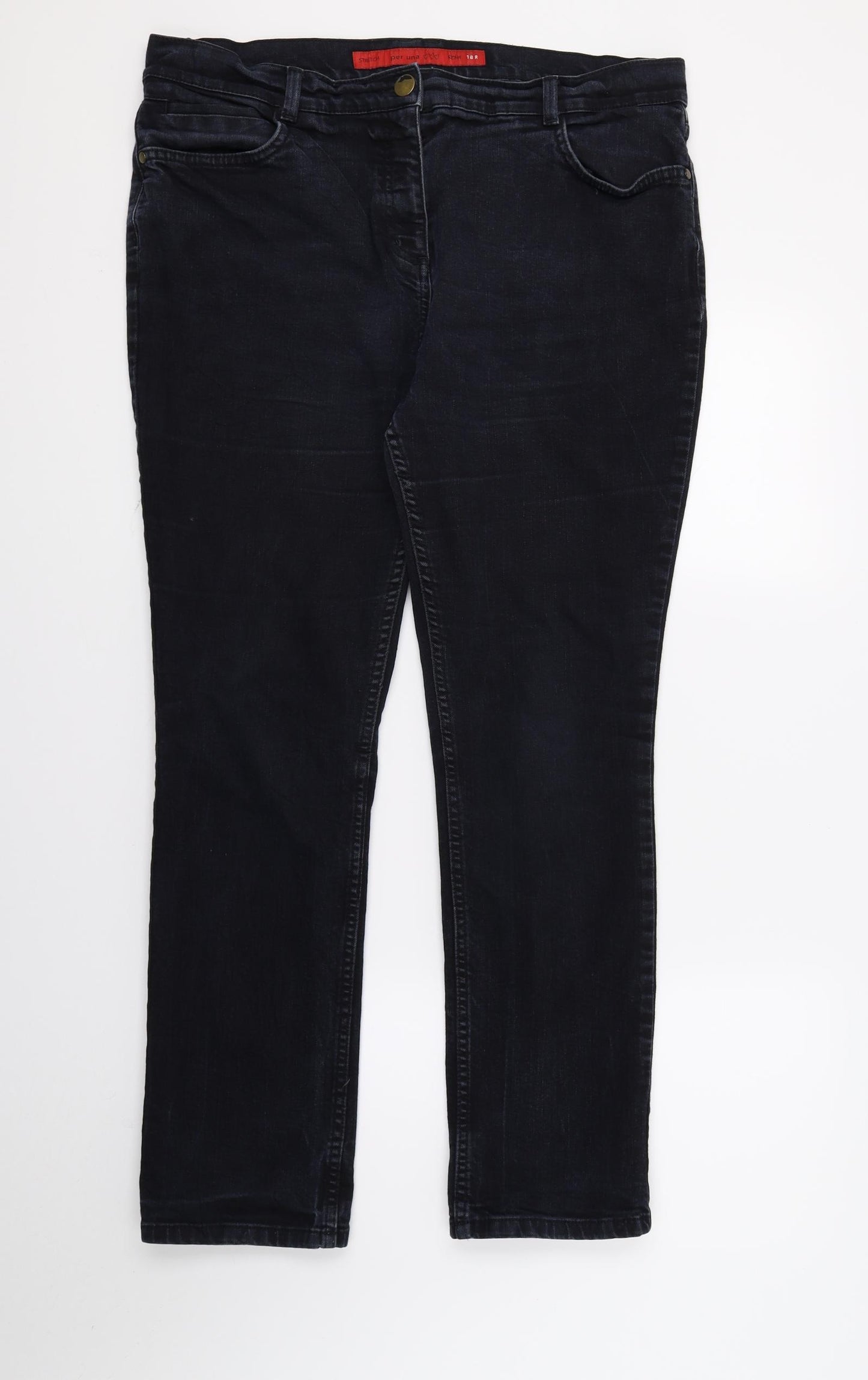 Per Una Womens Blue  Denim Straight Jeans Size 18 L28 in