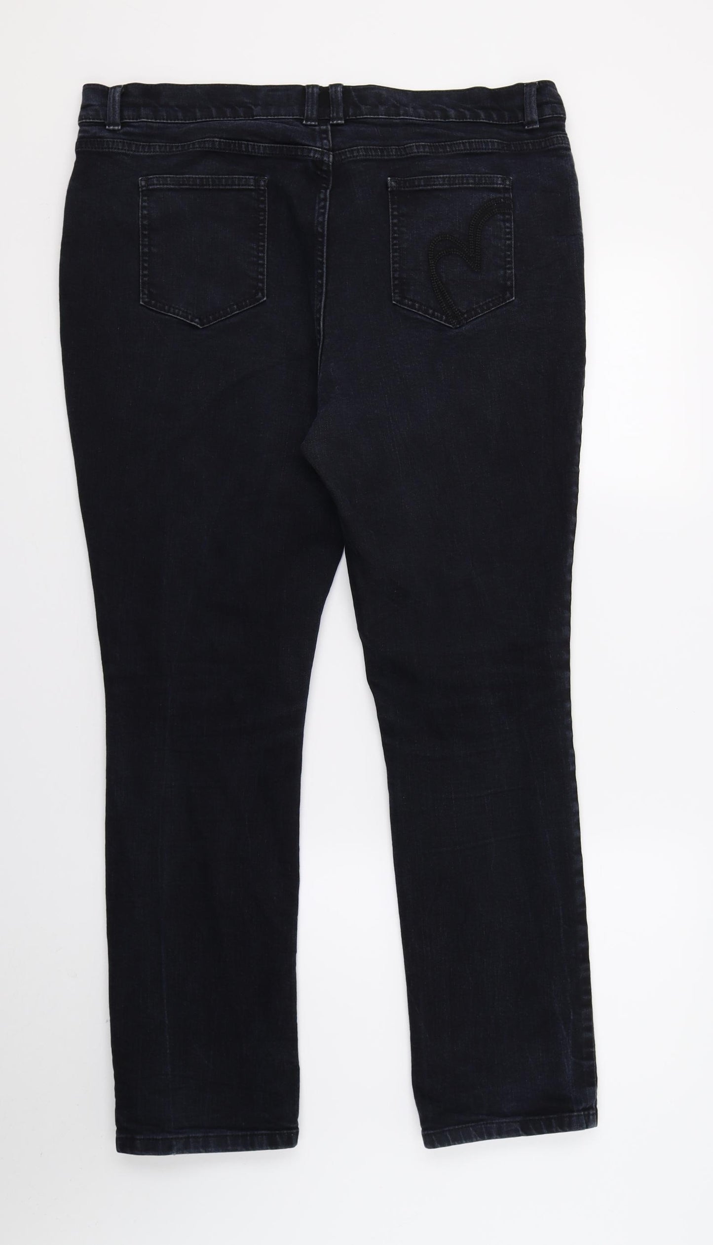 Per Una Womens Blue  Denim Straight Jeans Size 18 L28 in