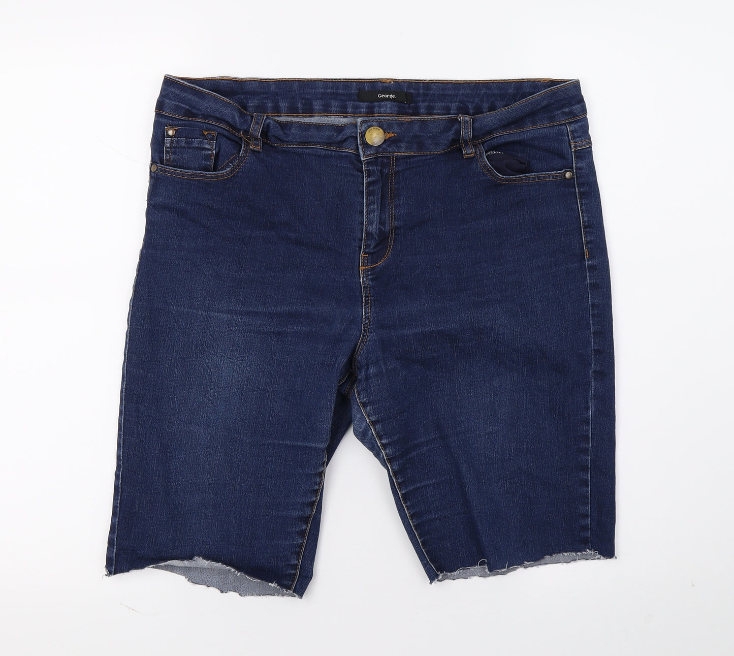 George Womens Blue  Denim Cargo Shorts Size 16