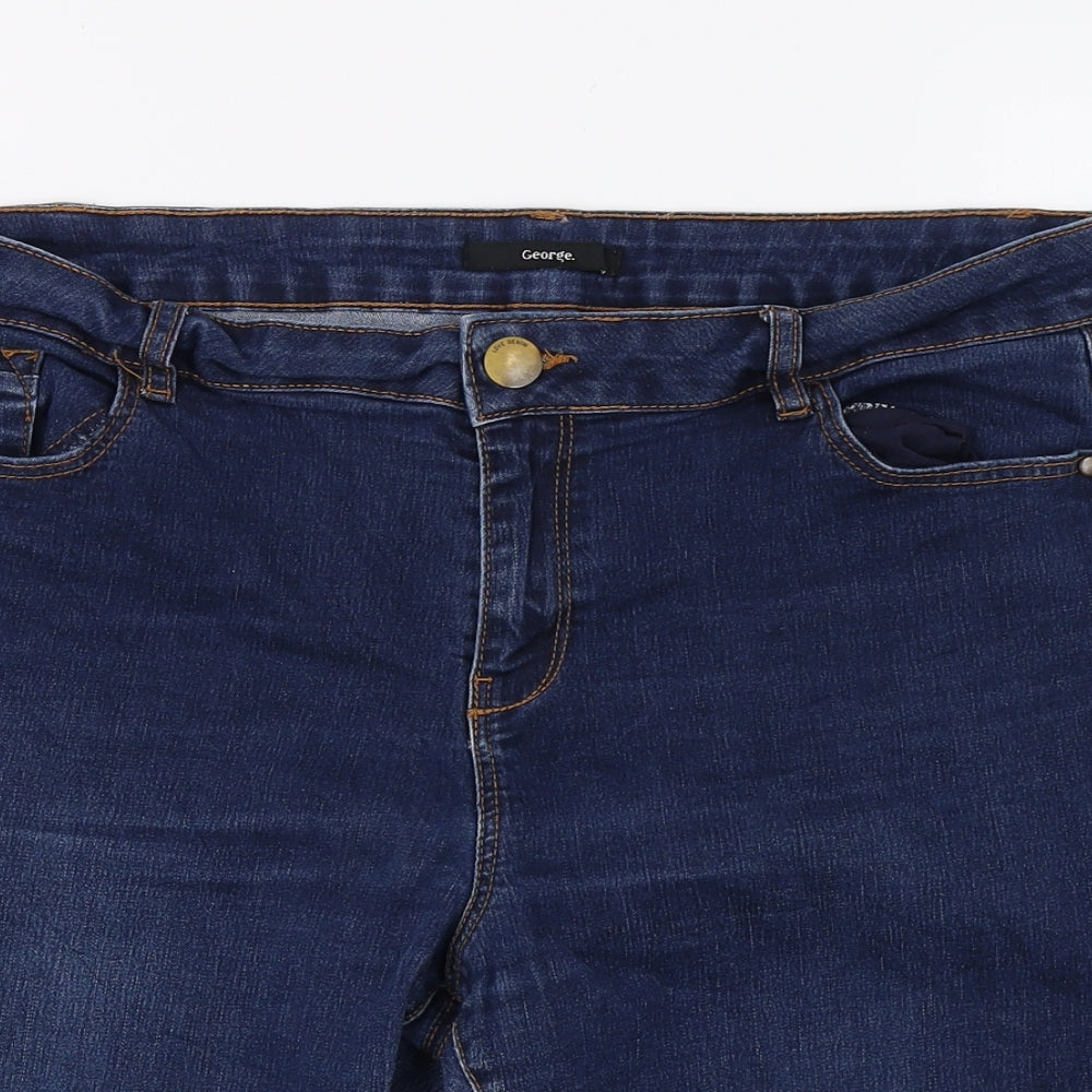 George Womens Blue  Denim Cargo Shorts Size 16