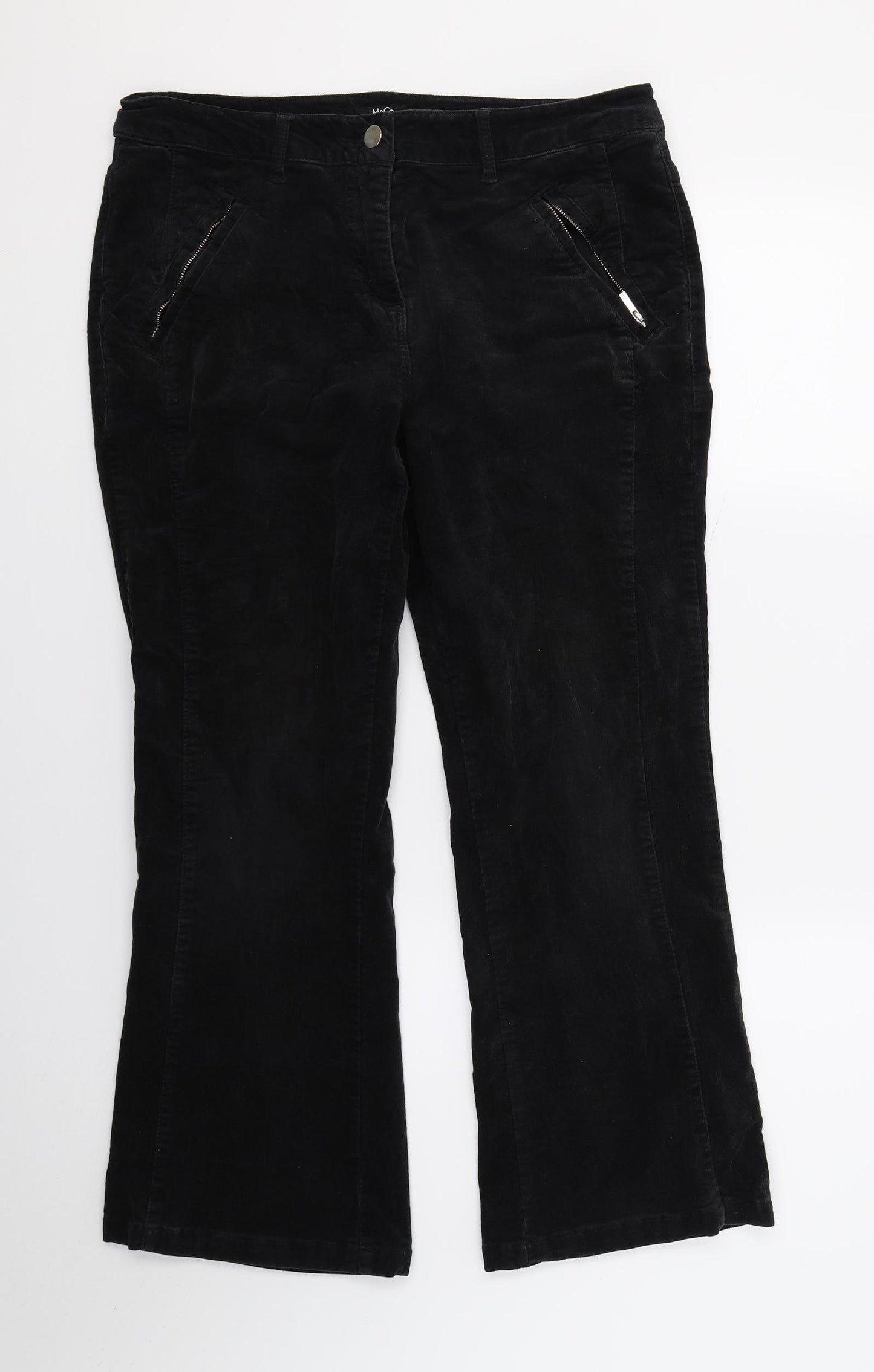 M&Co Womens Black  Denim Bootcut Jeans Size 14 L26 in