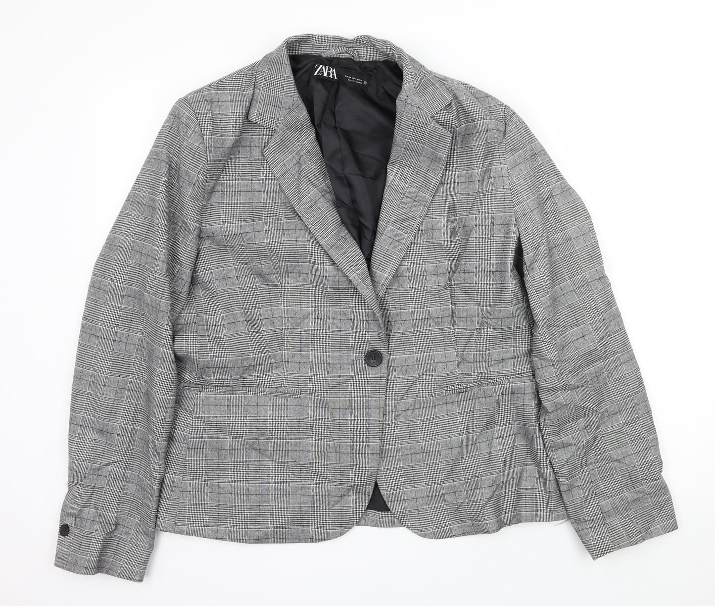 Zara Womens Green Check  Jacket Blazer Size 16