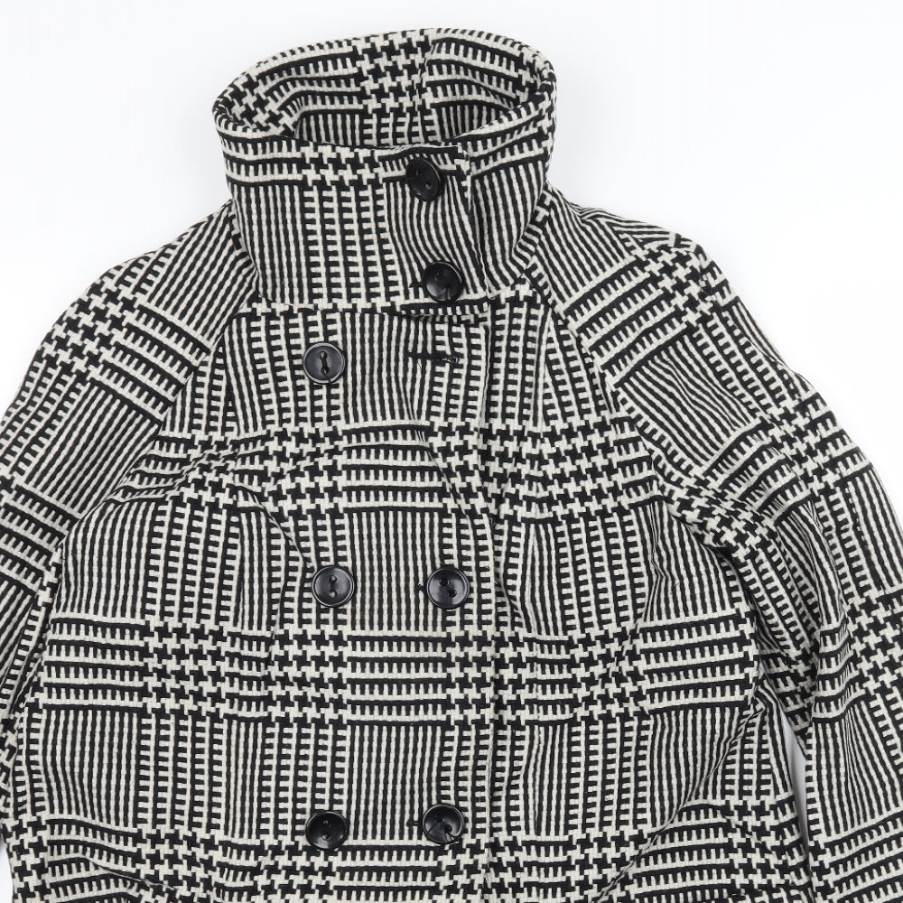 Reiss Womens Black Geometric  Pea Coat Coat Size XS