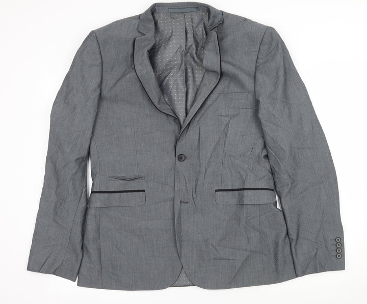 Burton Mens Grey Striped Jacket Suit Jacket Size L