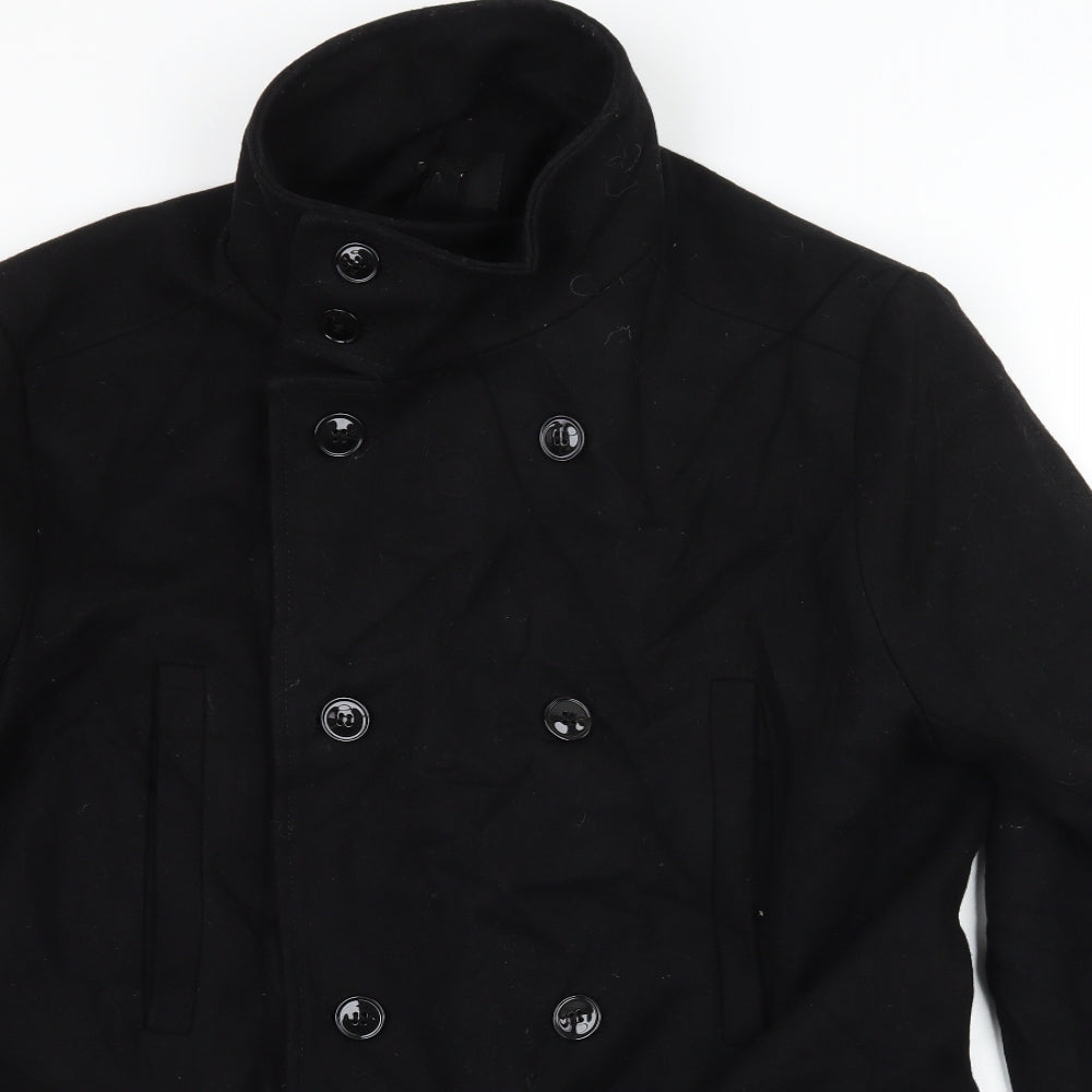 H&M Mens Black   Pea Coat Coat Size L