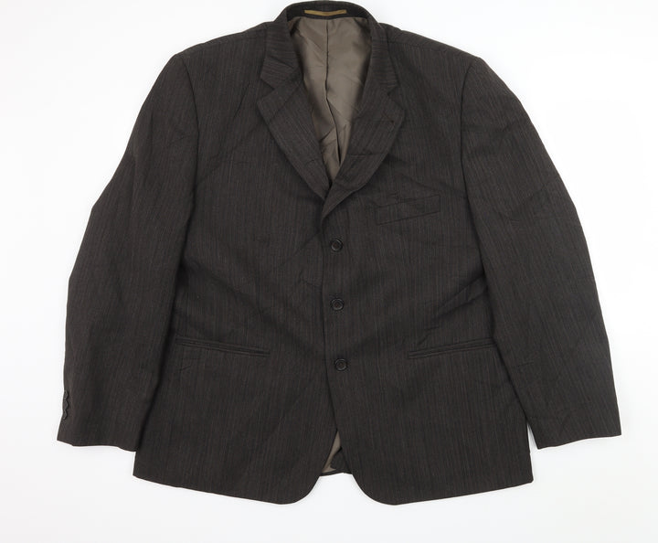 George Mens Grey Striped Jacket Suit Jacket Size XL