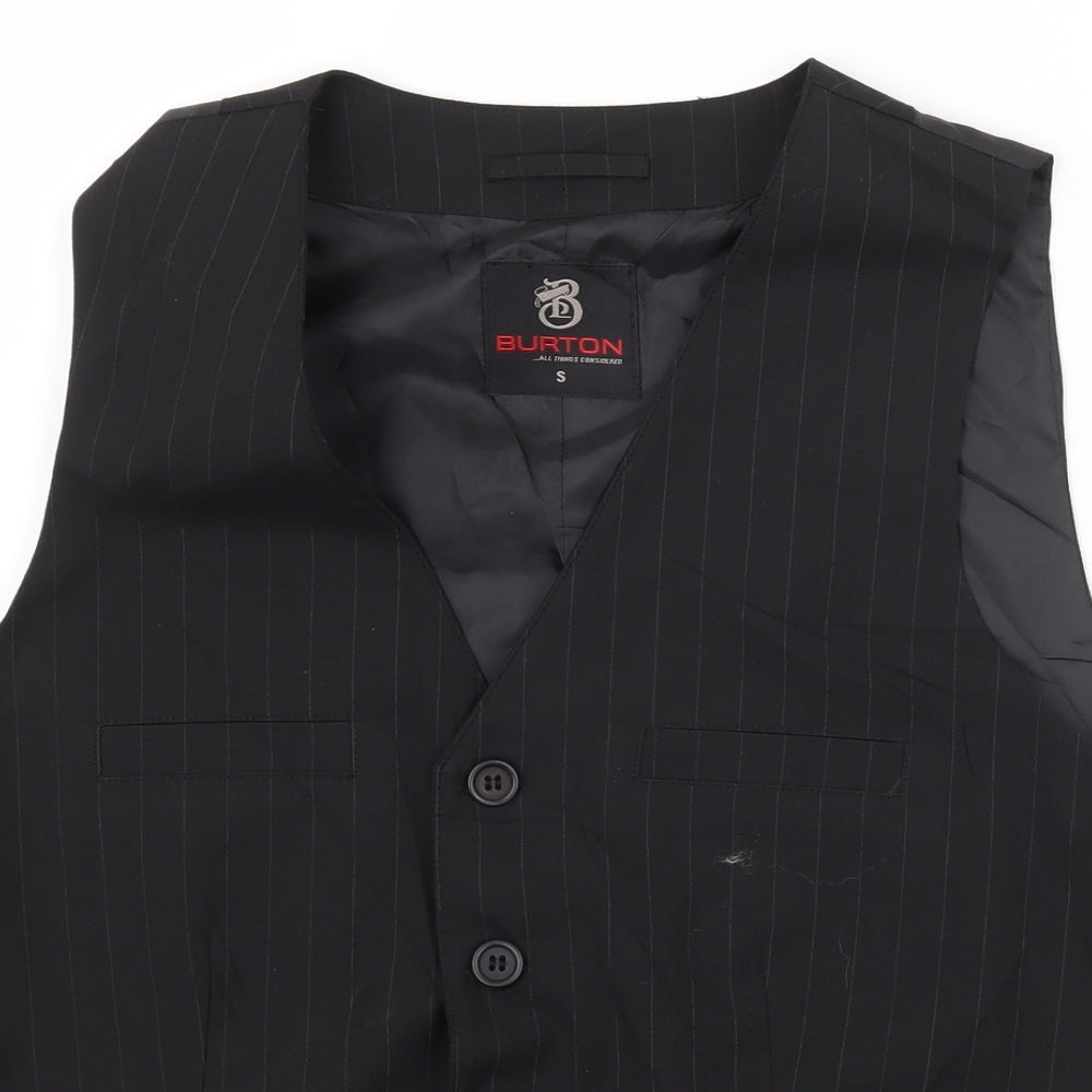 Burton Mens Black Striped  Jacket Waistcoat Size S