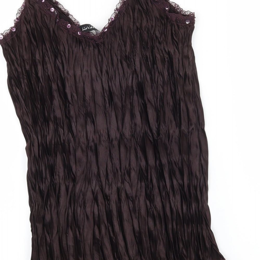 Taifun Womens Brown  Satin Camisole Tank Size 14