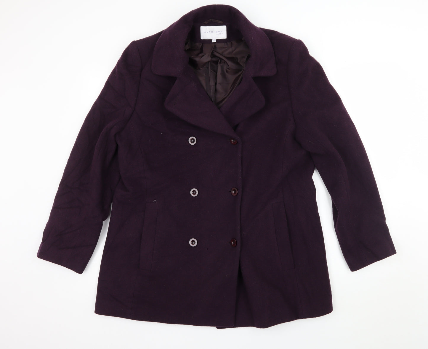 Autonomy Womens Purple   Pea Coat Coat Size 16