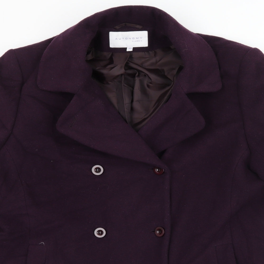 Autonomy Womens Purple   Pea Coat Coat Size 16