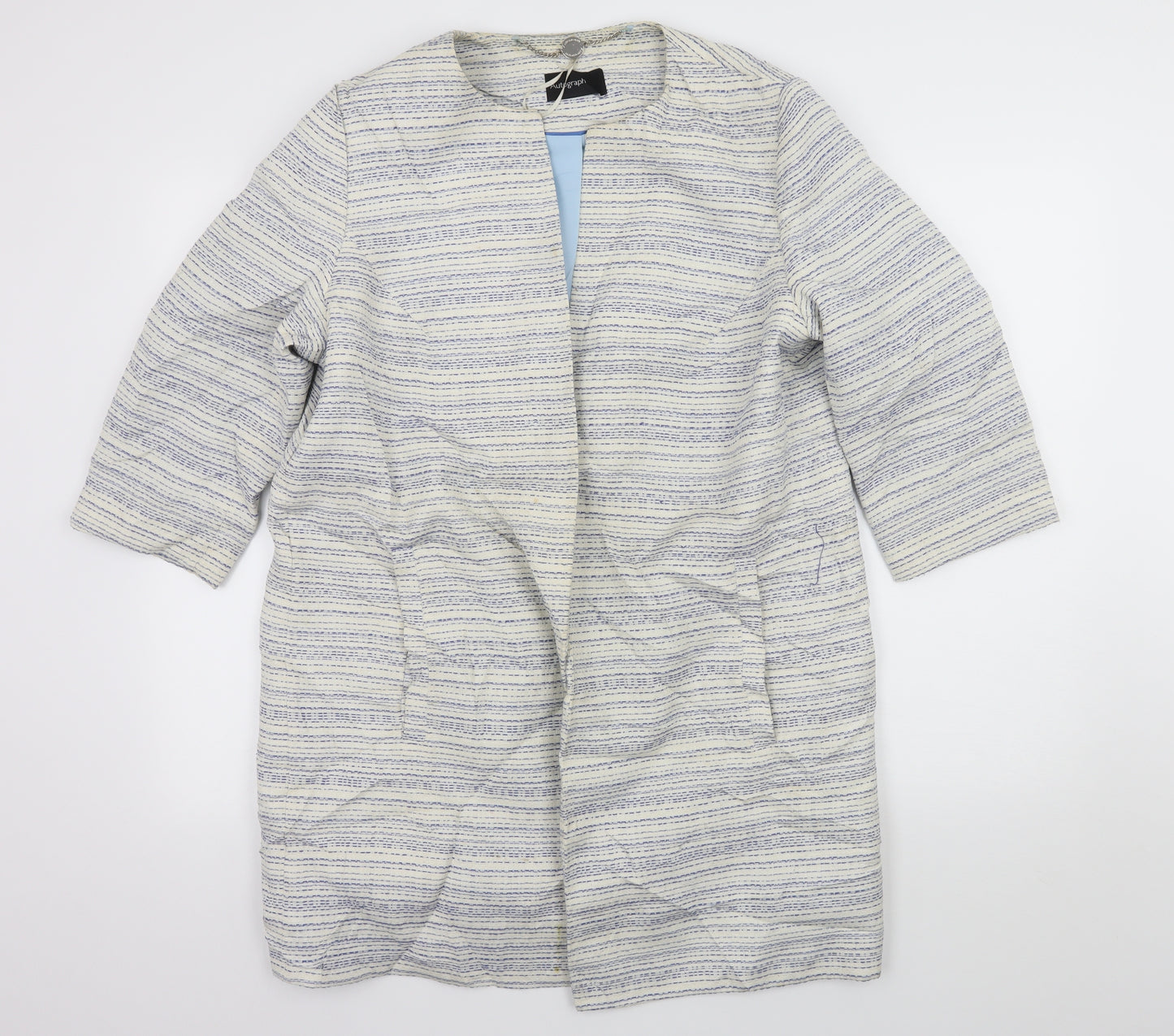 Marks and Spencer Womens White Striped  Jacket  Size 16