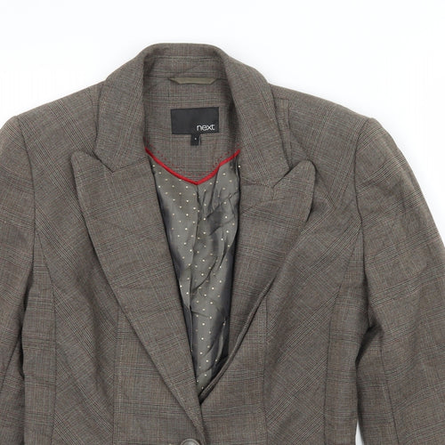 NEXT Womens Brown Check  Jacket Blazer Size 8