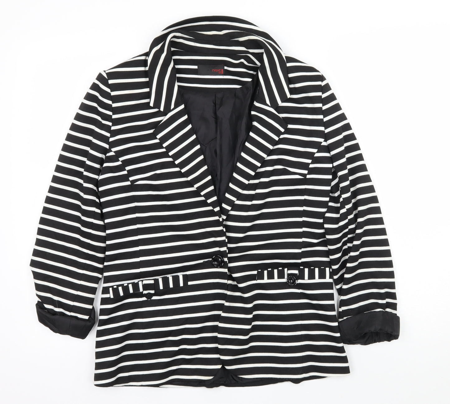 NEXT Womens Black Striped Jersey Jacket Blazer Size 14