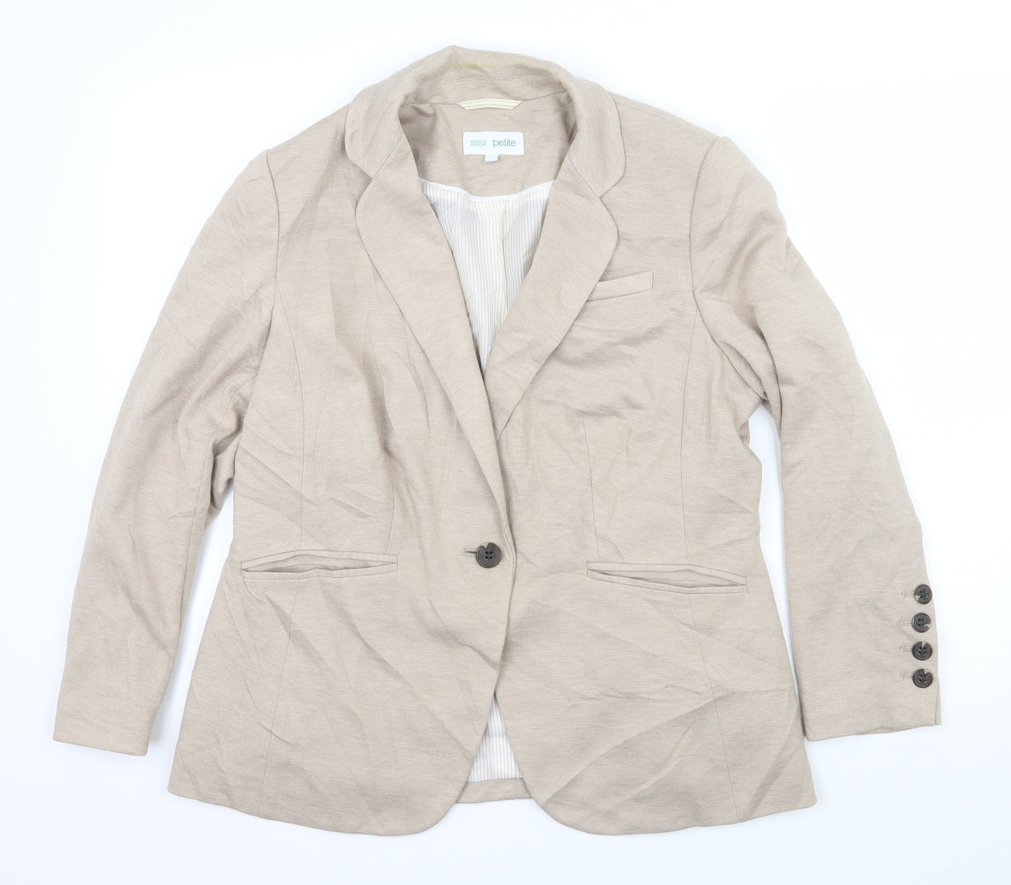 Marks and Spencer Womens Beige  Jersey Jacket Blazer Size 16