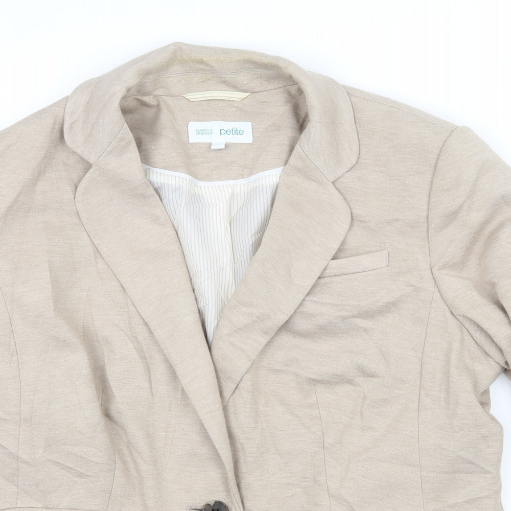 Marks and Spencer Womens Beige  Jersey Jacket Blazer Size 16