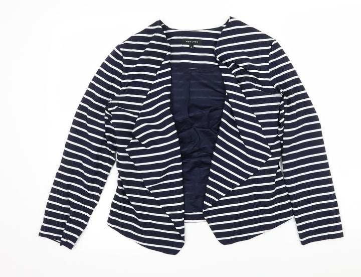 New Look Womens Blue Striped Jacket Size 6