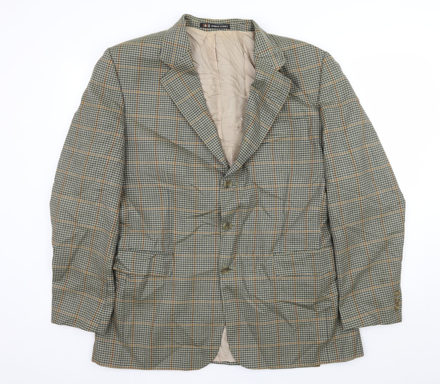OAKS Mens Beige Check  Jacket Suit Jacket Size L