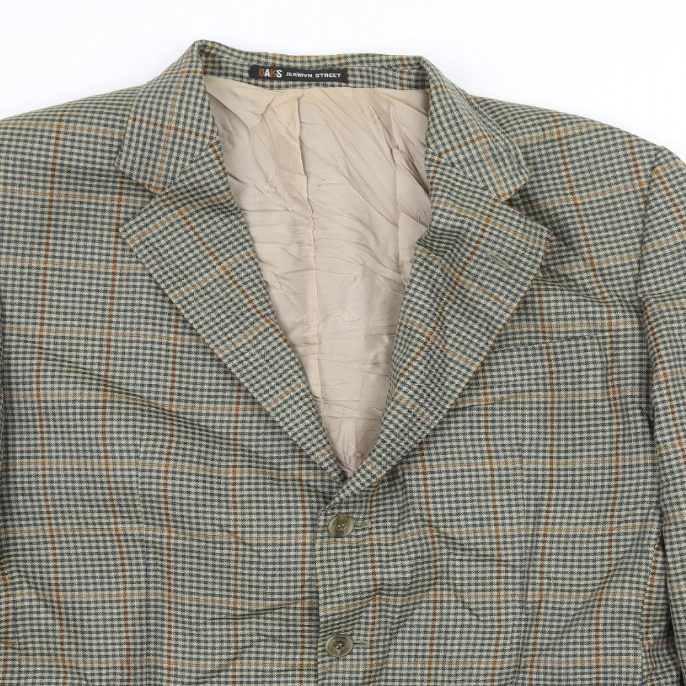 OAKS Mens Beige Check  Jacket Suit Jacket Size L
