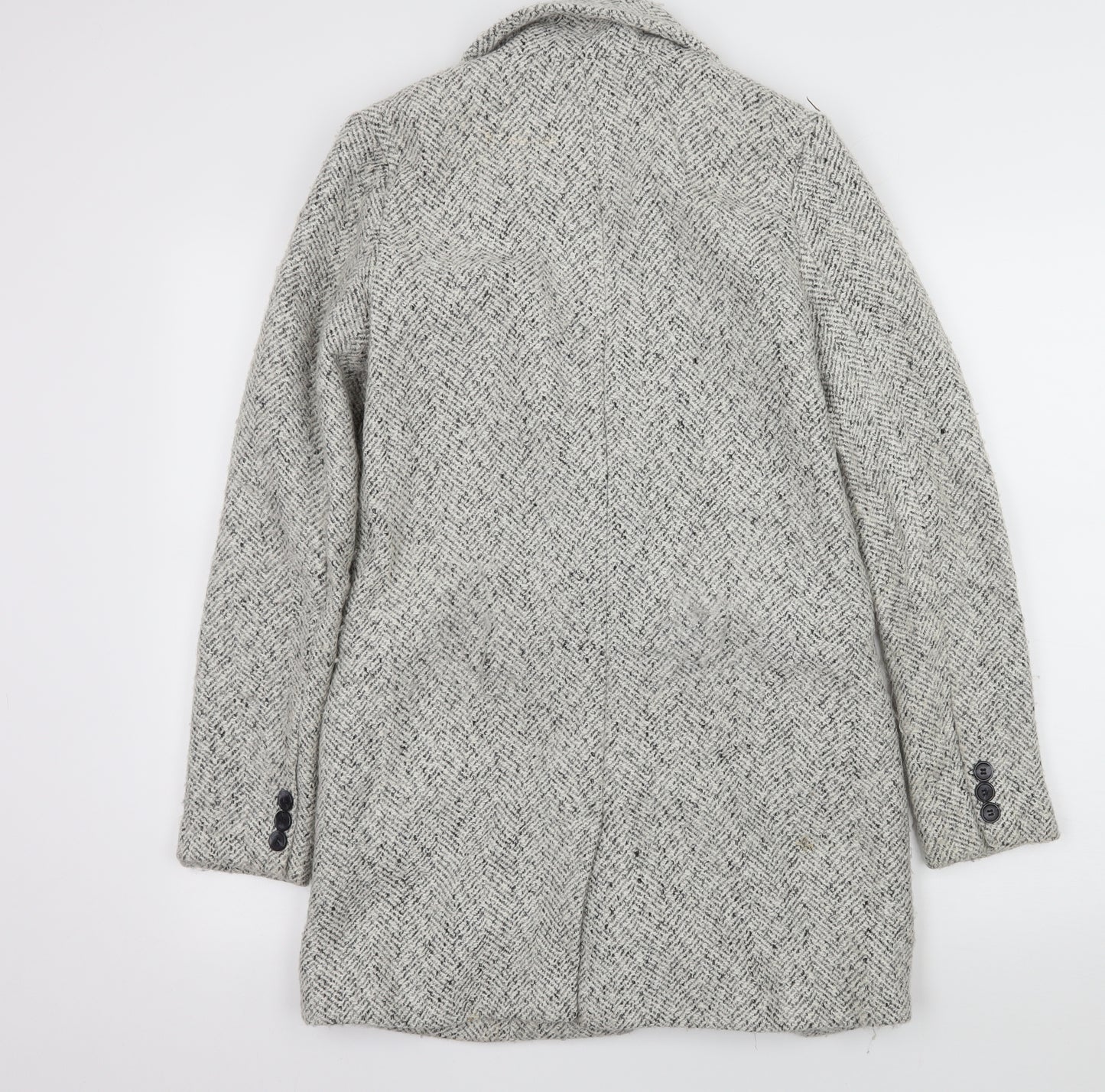 Bershka Womens Ivory Herringbone  Overcoat Coat Size XS