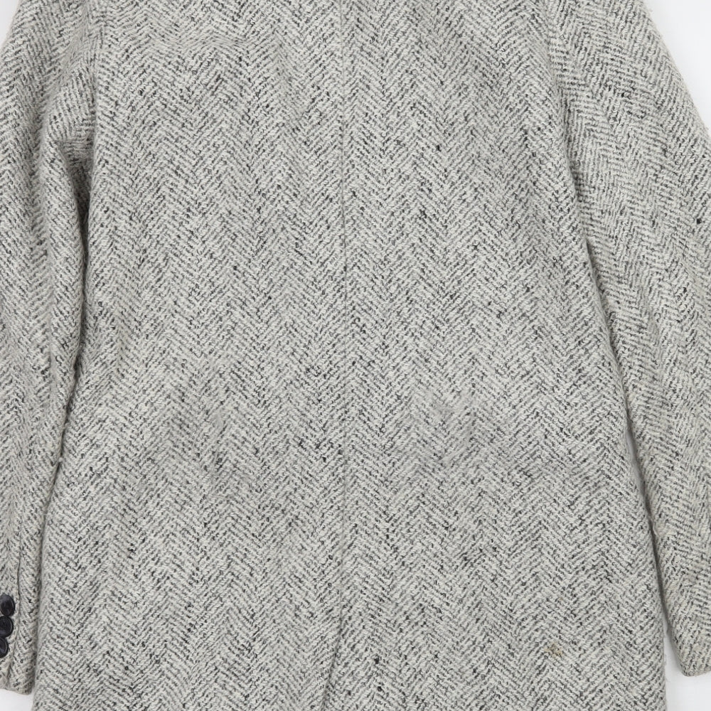 Bershka Womens Ivory Herringbone  Overcoat Coat Size XS