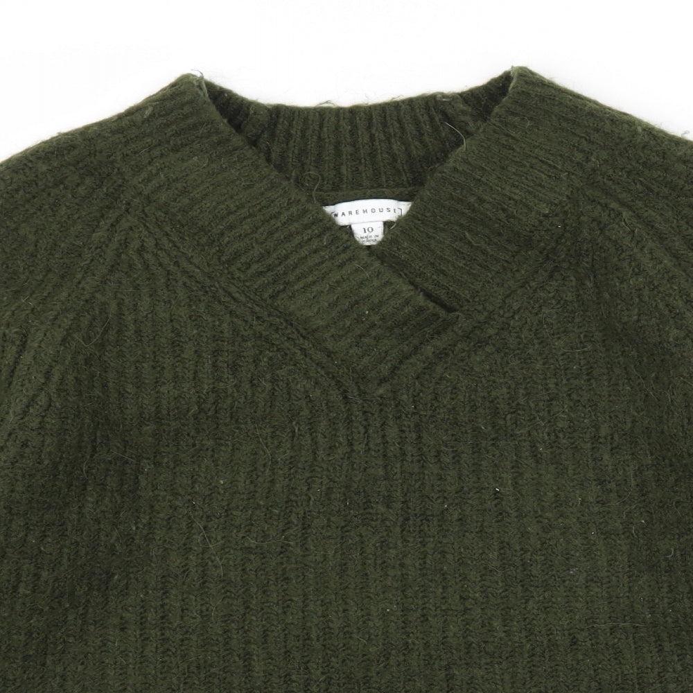 Warehouse Womens Green  Knit Pullover Jumper Size 10
