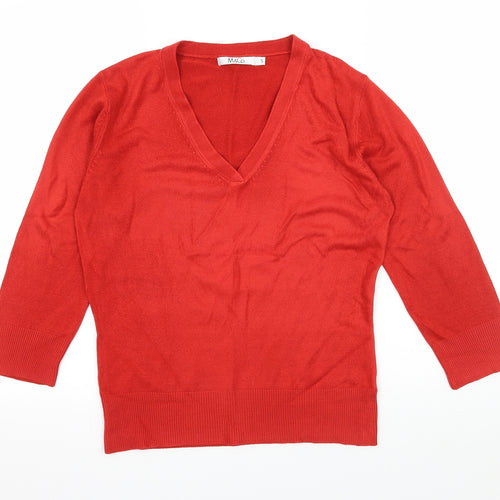 M&Co Womens Red  Knit Pullover Jumper Size S