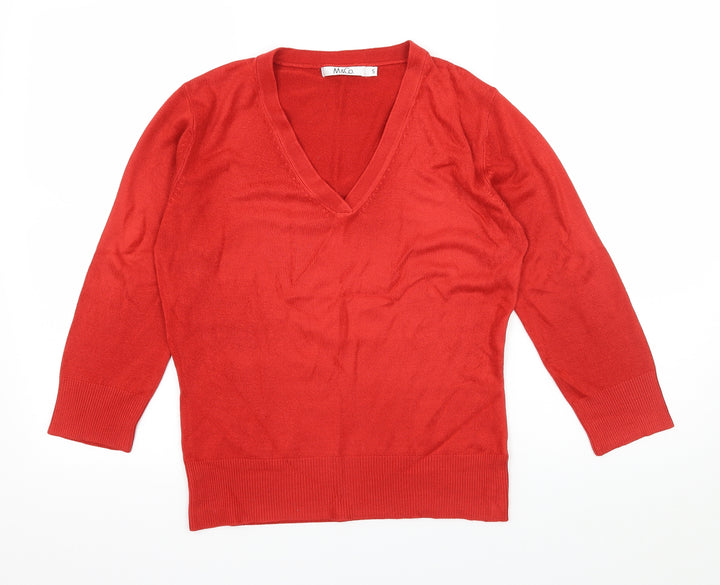M&Co Womens Red  Knit Pullover Jumper Size S