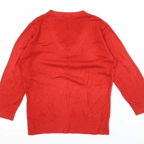 M&Co Womens Red  Knit Pullover Jumper Size S