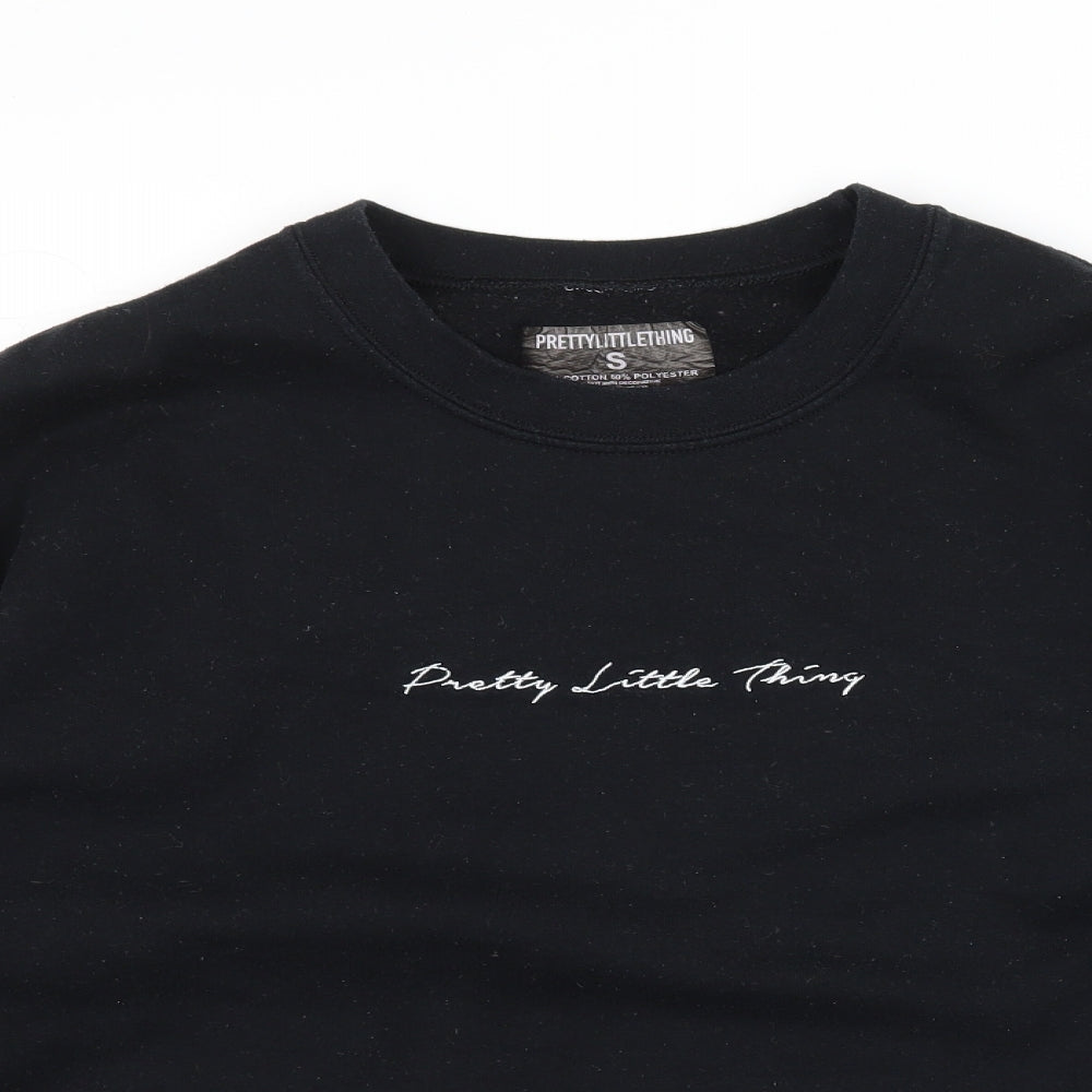 PRETTYLITTLETHING Womens Black  Jersey Pullover Sweatshirt Size S