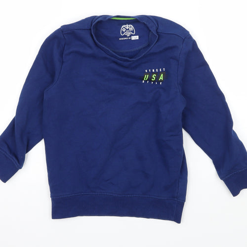 F&F Boys Blue  Jersey Pullover Sweatshirt Size 6-7 Years  - Brooklyn