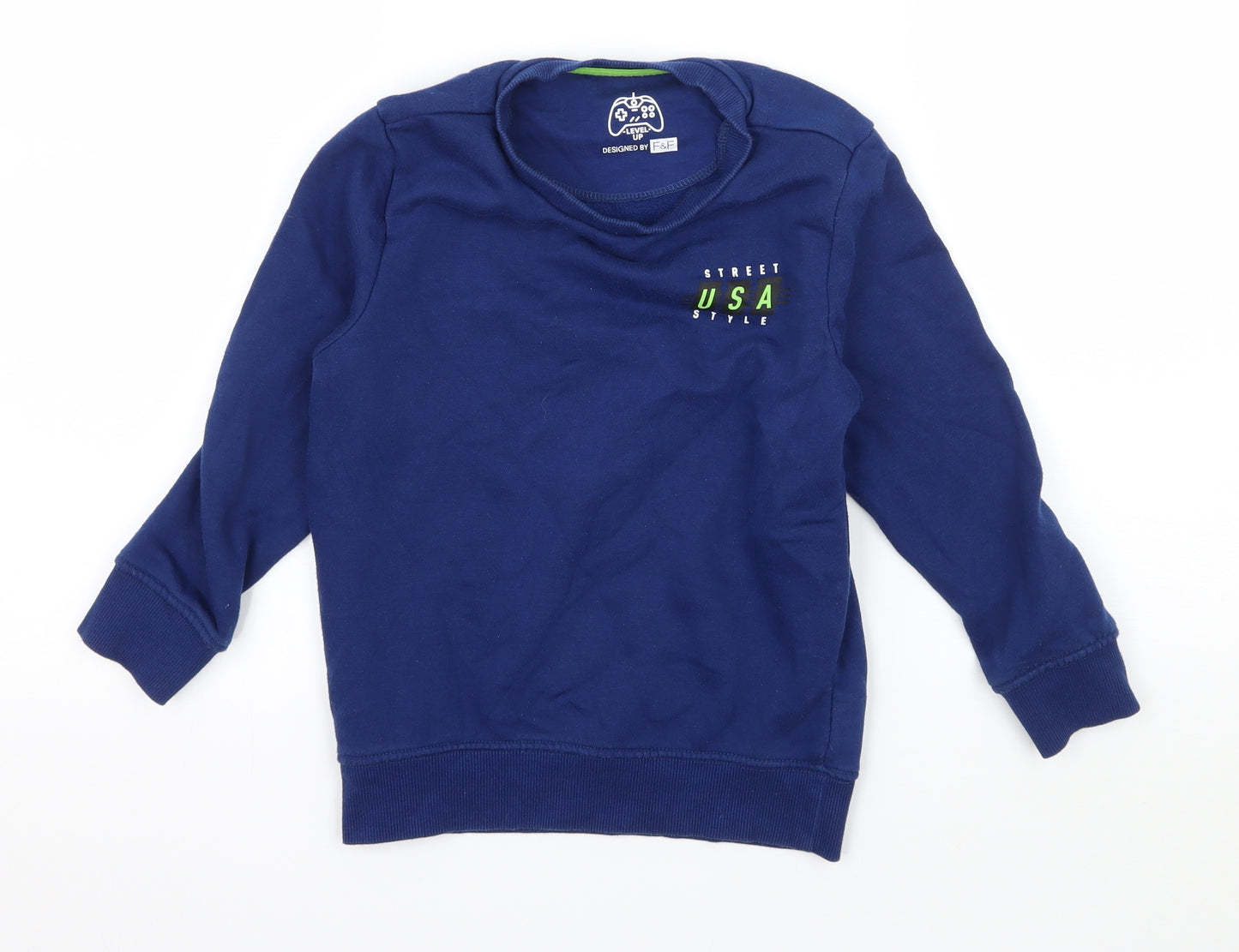 F&F Boys Blue  Jersey Pullover Sweatshirt Size 6-7 Years  - Brooklyn