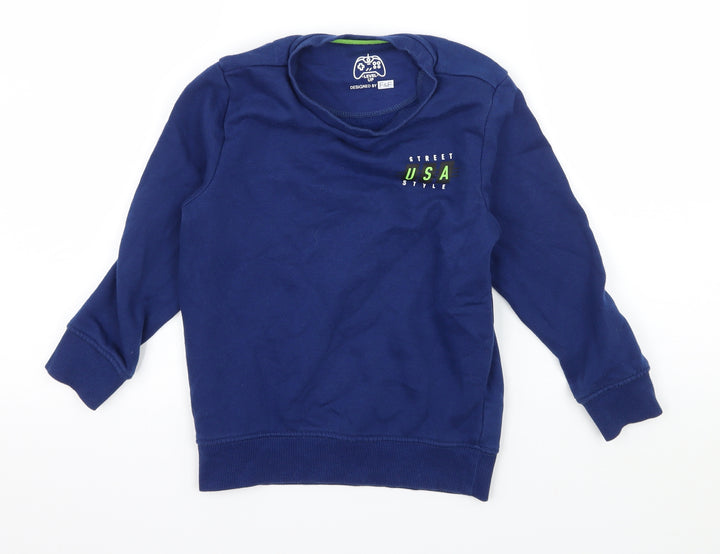 F&F Boys Blue  Jersey Pullover Sweatshirt Size 6-7 Years  - Brooklyn