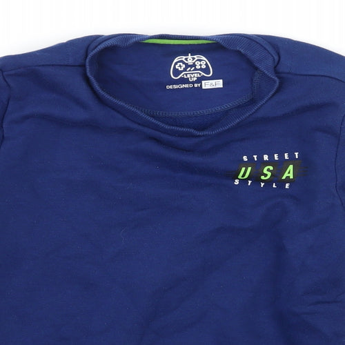 F&F Boys Blue  Jersey Pullover Sweatshirt Size 6-7 Years  - Brooklyn