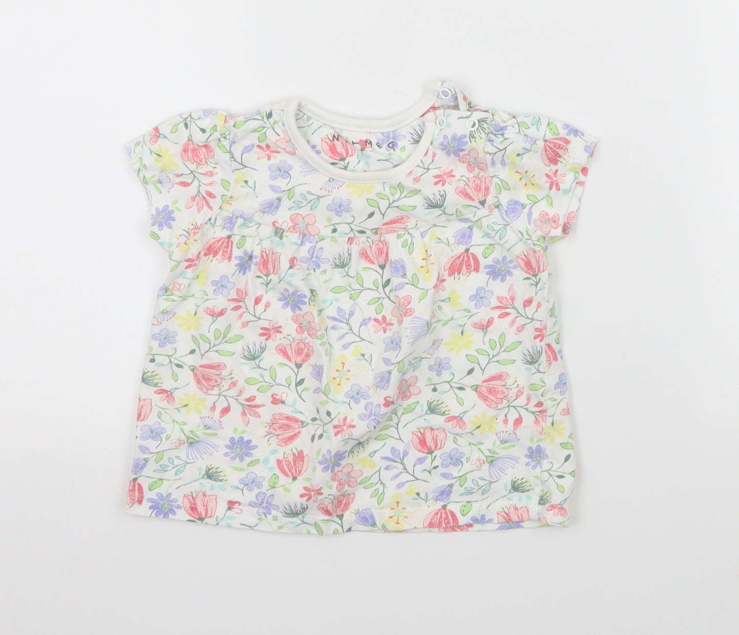 Nutmeg Girls Multicoloured Floral Jersey Basic T-Shirt Size 9-12 Months