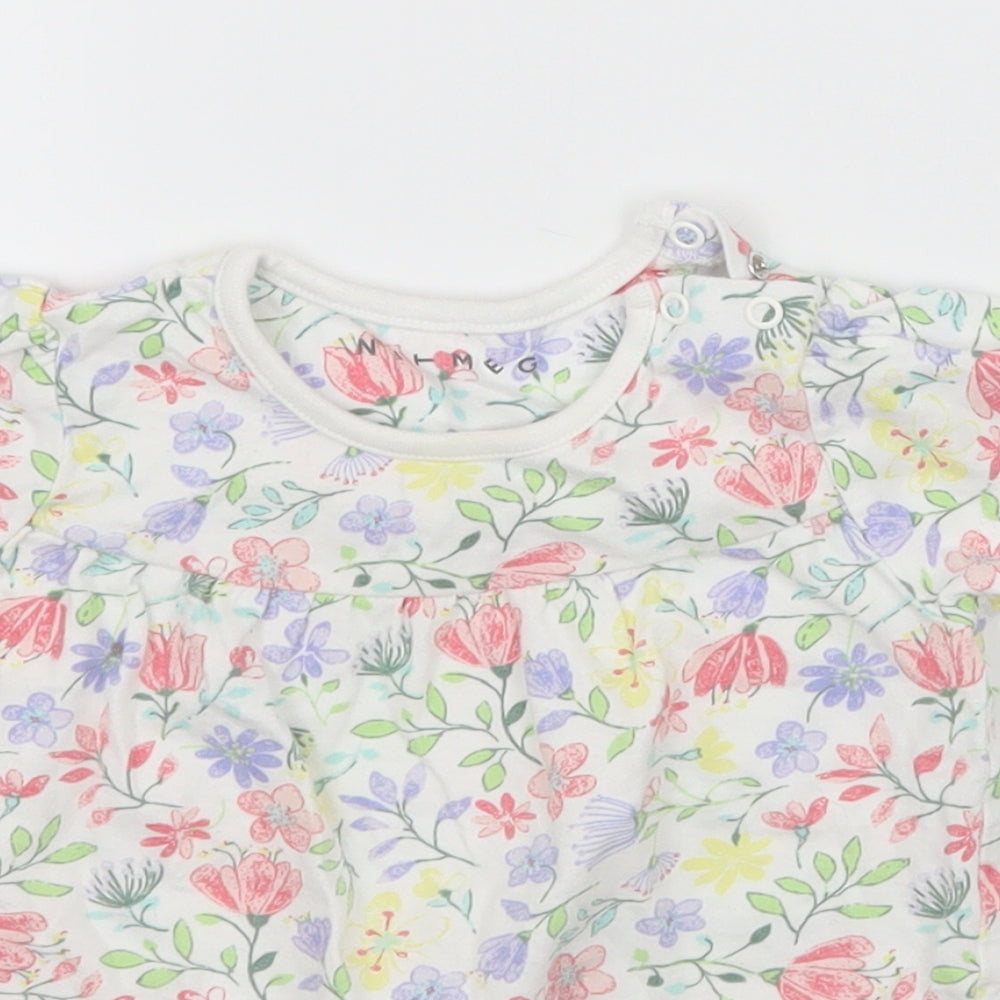 Nutmeg Girls Multicoloured Floral Jersey Basic T-Shirt Size 9-12 Months