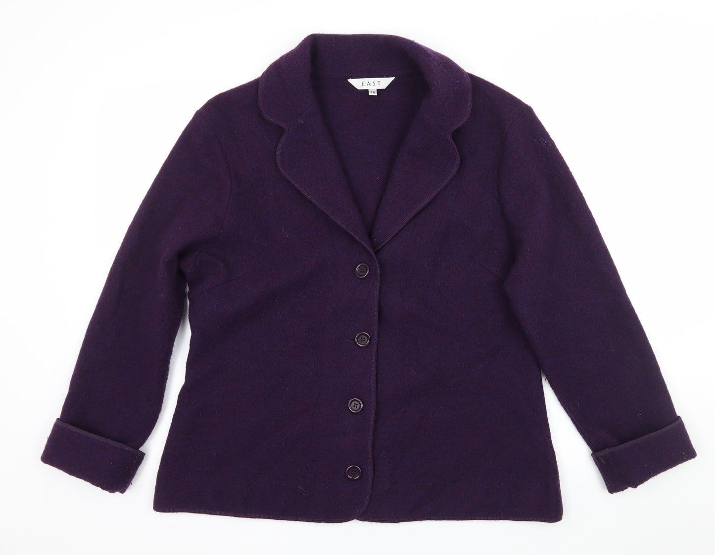 EAST Womens Purple  Knit Jacket Blazer Size 16