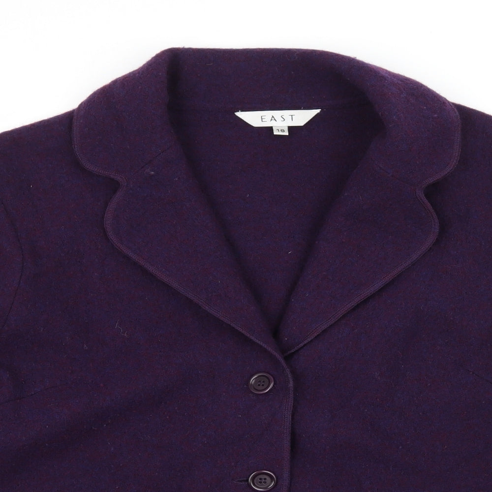 EAST Womens Purple  Knit Jacket Blazer Size 16