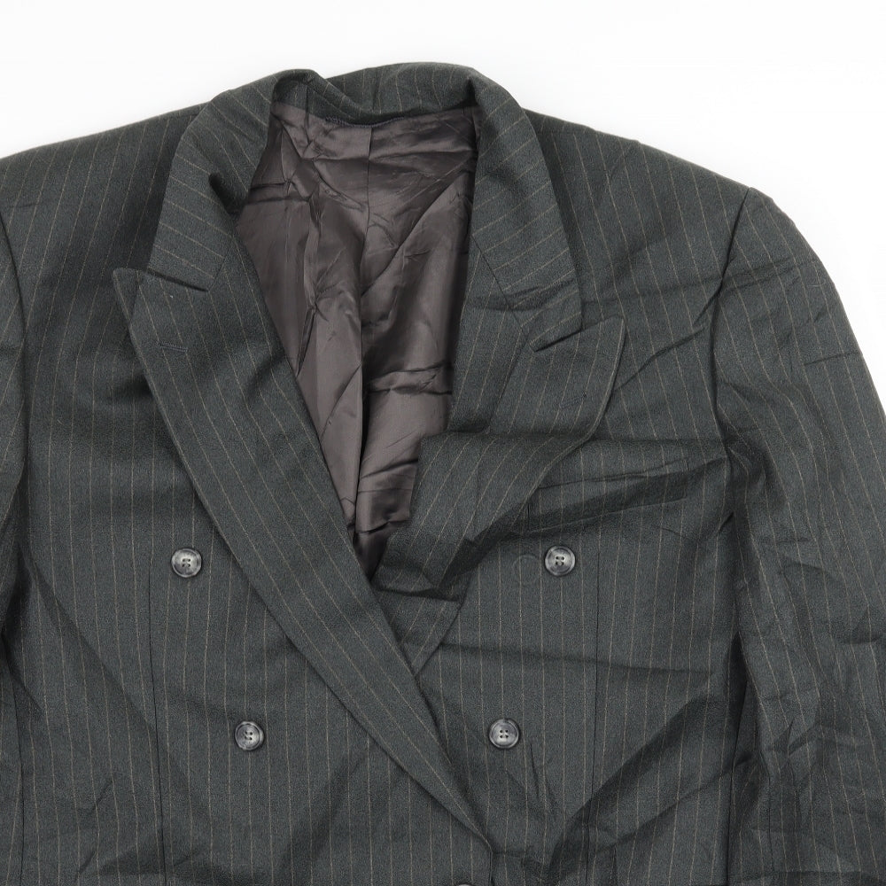 Thank Bird Mens Grey Striped  Jacket Suit Jacket Size XL