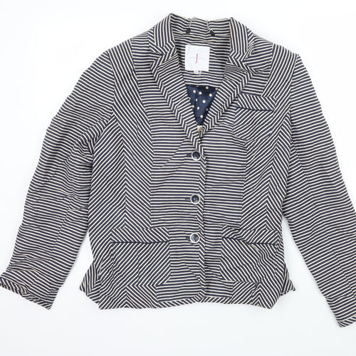 Jasper Conran Womens Blue Striped  Jacket  Size 16