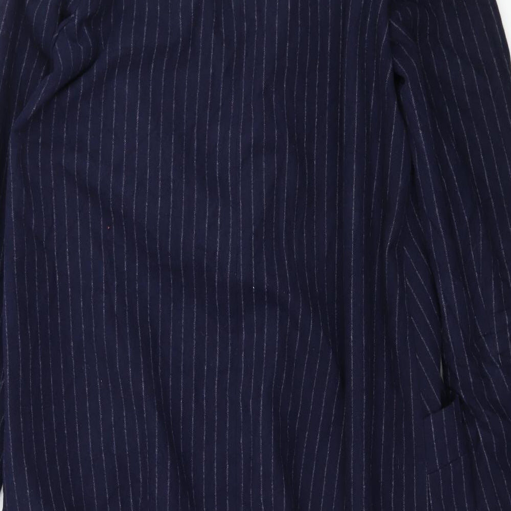 Linea Womens Blue Striped  Overcoat Coat Size 14