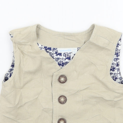 JoJo Maman Bébé Boys Beige   Jacket Waistcoat Size 2-3 Years