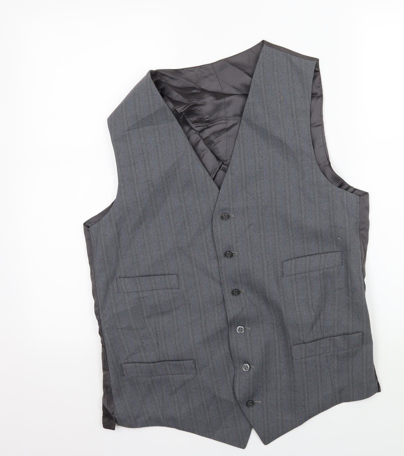Preworn Mens Grey Striped  Jacket Waistcoat Size M