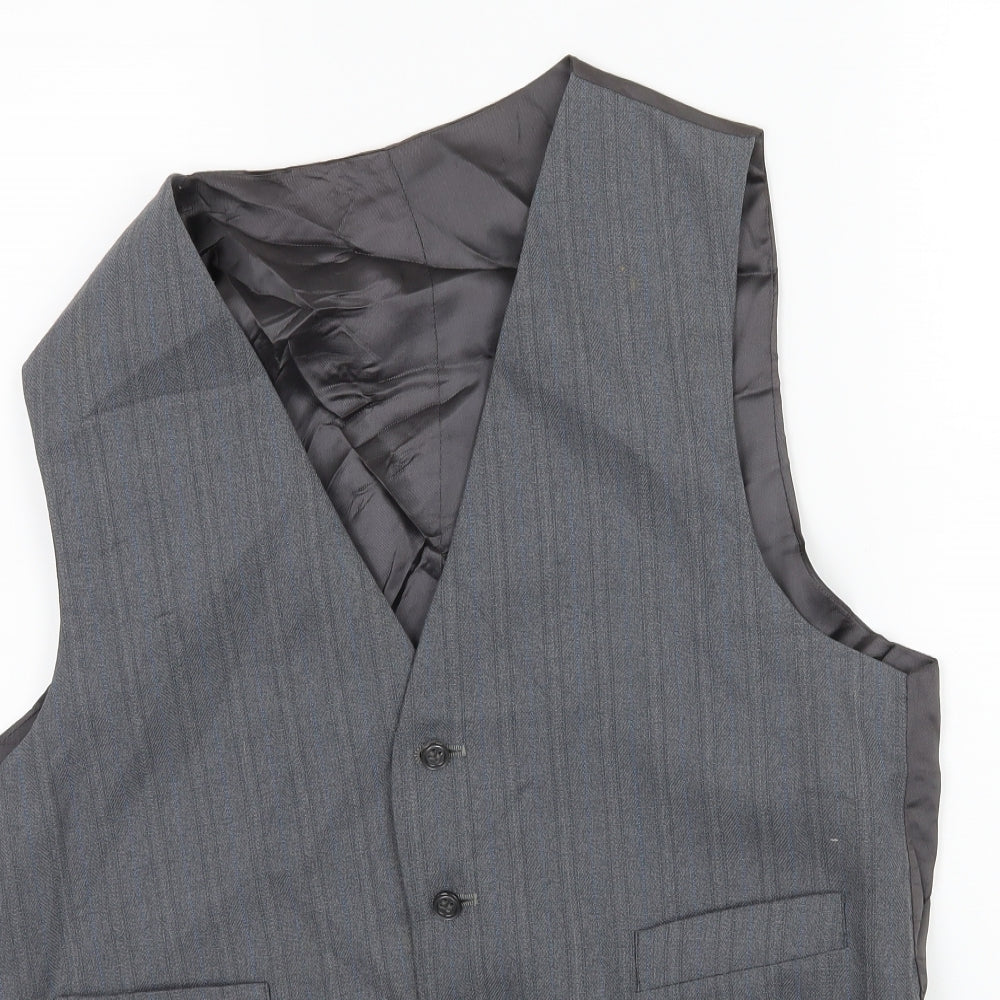 Preworn Mens Grey Striped  Jacket Waistcoat Size M
