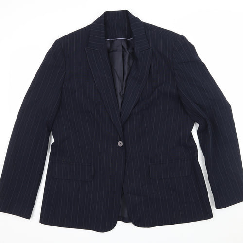 Debenhams Womens Blue Striped  Jacket Blazer Size 16