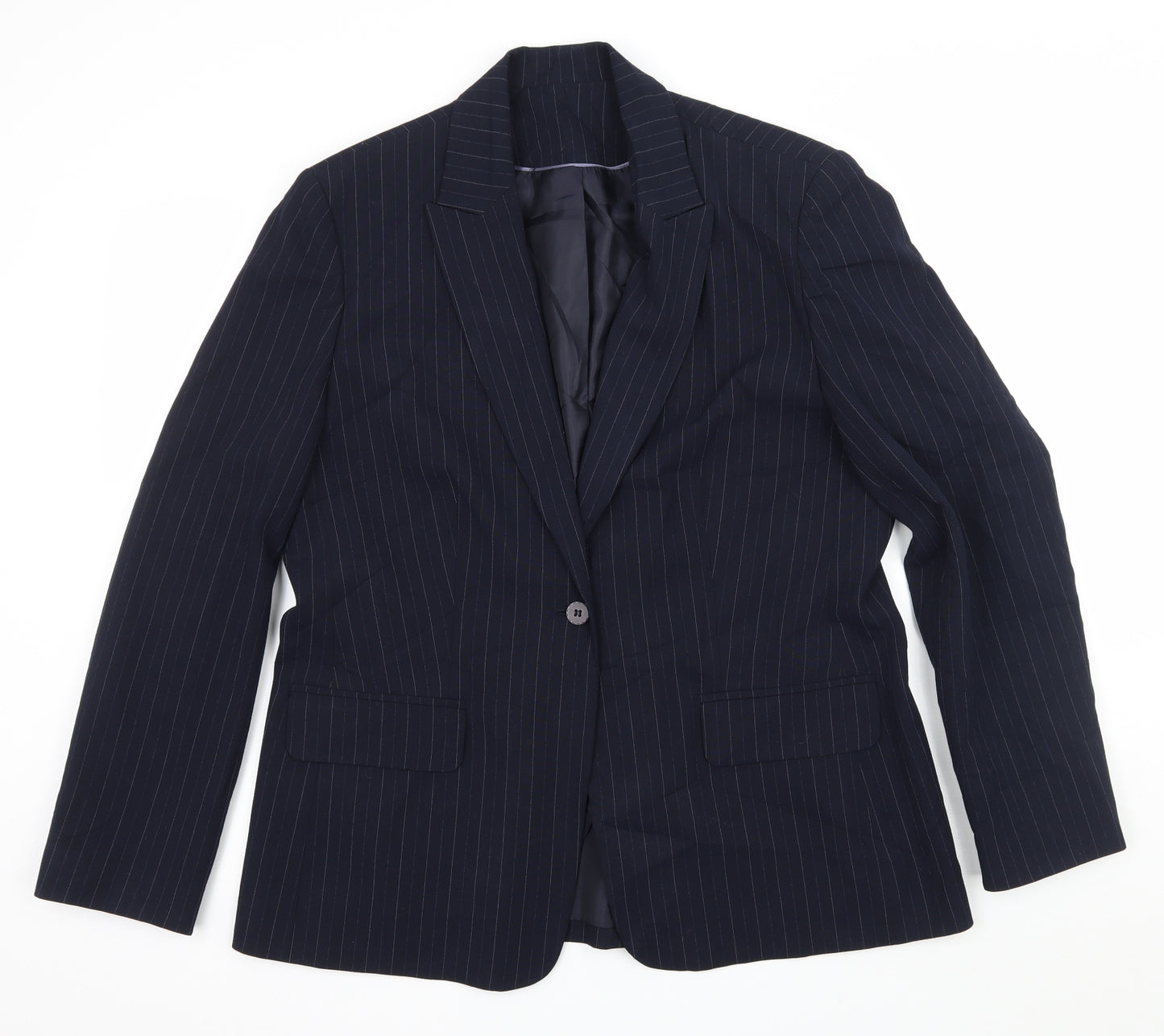 Debenhams Womens Blue Striped  Jacket Blazer Size 16