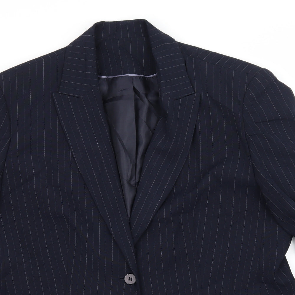 Debenhams Womens Blue Striped  Jacket Blazer Size 16