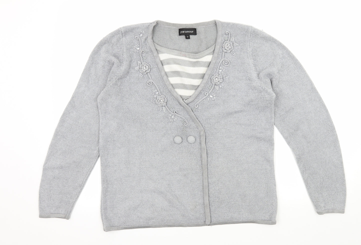 Paramour Womens Grey  Knit Pullover Jumper Size M