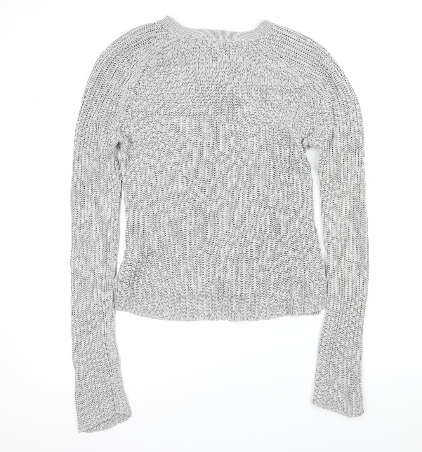Brave Soul Womens Grey  Knit Pullover Jumper Size 10  - Lace up detail
